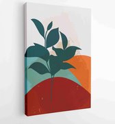 Botanical wall art vector background set. Foliage line art drawing with watercolor 1 - Moderne schilderijen – Vertical – 1904693026 - 40-30 Vertical