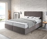 Bed Dream-Well Kaki-bruin 160x200 cm Microvezel stof met matras en topper boxspring-bed