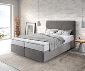 Bed Dream-Well Steengrijs 140x200 cm Microvezel stof met matras en topper boxspring-bed