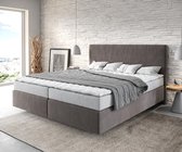 Bed Dream-Well Kaki-bruin 180x200 cm Microvezel stof met matras en topper boxspring-bed