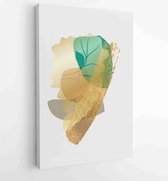Botanical wall art vector set. Golden foliage line art drawing with abstract shape 3 - Moderne schilderijen – Vertical – 1899845977 - 40-30 Vertical