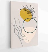 Botanical wall art vector set. Earth tone boho foliage line art drawing with abstract shape 2 - Moderne schilderijen – Vertical – 1894237288 - 50*40 Vertical