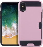 Apple iPhone Xs Hoesje - Mobigear - Brushed Card Serie - Hard Kunststof Backcover - Roze - Hoesje Geschikt Voor Apple iPhone Xs