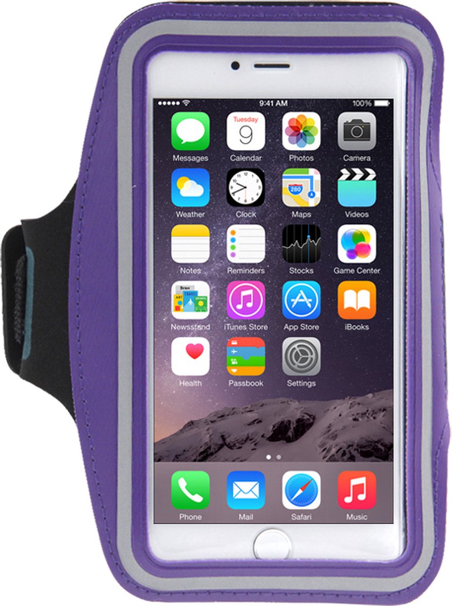 Mobigear Telefoonhoesje geschikt voor Telefoonhouder Hardlopen Apple iPhone 8 Plus Sport Hoesje Neopreen | Mobigear Sportarmband - Paars