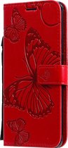 Mobigear Butterfly Telefoonhoesje geschikt voor OPPO Find X2 Hoesje Bookcase Portemonnee - Rood