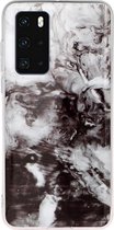 Huawei P40 Hoesje - Mobigear - Marble Serie - TPU Backcover - Zwart / Wit - Hoesje Geschikt Voor Huawei P40