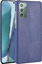 Samsung Galaxy Note20 Hoesje - Mobigear - Croco Serie - Hard Kunststof Backcover - Blauw - Hoesje Geschikt Voor Samsung Galaxy Note20