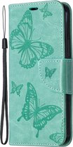 Mobigear Telefoonhoesje geschikt voor Apple iPhone 12 Pro Max Hoesje | Mobigear Butterfly Bookcase Portemonnee | Pasjeshouder voor 2 Pasjes | Telefoonhoesje voor Pinpas / OV Kaart / Rijbewijs - Turquoise