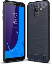 Samsung Galaxy J6 (2018) Hoesje - Mobigear - Brushed Slim Serie - TPU Backcover - Marineblauw - Hoesje Geschikt Voor Samsung Galaxy J6 (2018)