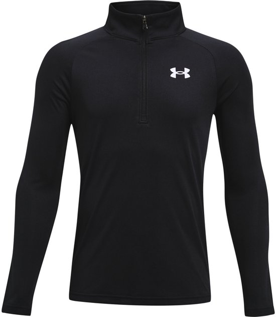 Sweat de sport noir Under Armour avec demi-zip et logo blanc sur le devant.