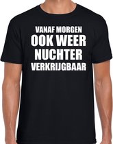 Feest t-shirt - morgen nuchter verkrijgbaar - zwart - heren - Party outfit / kleding / shirt S