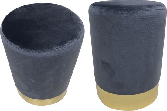 Kruk Fluweel – Ronde Velvet Zitkruk – Poef – Set van 2 – Geschikt als | Leen Bakker