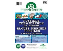 Fertigreen Fossiele Zeewierkalk 20kg – hoge reactiviteit – werkt snel – voedingselementen worden beter en efficiënter opgenomen – kan gebruikt worden in de siertuin, op gazons en in vijvers – creëert een luchtige bodemstructuur