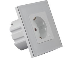 Wandcontactdoos Smart WiFi - Viron Wimo - Inbouw - 1-voudig - Randaarde - Incl. Glazen Afdekraam - Wit
