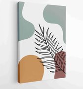 Botanical wall art vector set. Earth tone boho foliage line art drawing with abstract shape. 1 - Moderne schilderijen – Vertical – 1875684271 - 50*40 Vertical