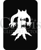 Chloïs Glittertattoo Sjabloon 5 Stuks - Creepy Tree (& Monster) - CH8411 - 5 stuks gelijke zelfklevende sjablonen in verpakking - Geschikt voor 5 Tattoos - Nep Tattoo - Geschikt vo