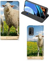 Book Stand Case met foto Xiaomi Poco M3 | Redmi 9T Telefoon Hoesje Schaap en Lammetje
