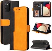 Voor Samsung Galaxy A02s US Versie Zakelijke Stiksels-Kleur Horizontale Flip PU Lederen Case met Houder & Kaartsleuven & Fotolijst (Oranje)