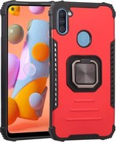 Voor Samsung Galaxy A11 / M11 Fierce Warrior-serie Armor All-inclusive schokbestendig aluminium + TPU-beschermhoes met ringhouder (rood)