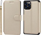 Effen textuur horizontale flip PU lederen tas met houder & kaartsleuven & fotolijst & portemonnee & riem voor iPhone 12 mini (goud)