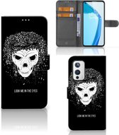 Bookstyle Case OnePlus 9 Phone Case with Text Skull Hair