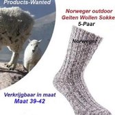5-Paar Geiten Wollen Sokken Norweger klassieke Grijs Kleur-Maat 39-42