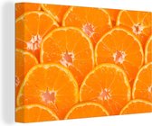 Superpositions de tranches d'oranges juteuses Toile 120x80 cm - Tirage photo sur toile (Décoration murale salon / chambre)