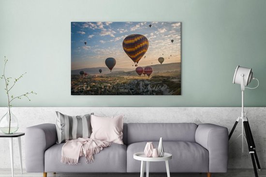 Canvas Schilderij Luchtballon - Natuur - Turkije - 180x120 cm - Wanddecoratie XXL - MuchoWow