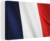 Canvas Schilderij De vlag van Frankrijk van dichtbij - 120x80 cm - Wanddecoratie
