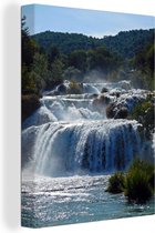 Canvas Schilderij Gestapelde watervallen in de rivieren van het Nationaal park Krka in Kroatië - 60x80 cm - Wanddecoratie