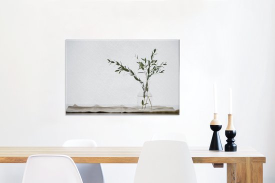Branches d'eucalyptus dans un vase en verre toile 90x60 cm - Tirage photo sur toile (Décoration murale salon / chambre) / Peintures Fleurs sur toile