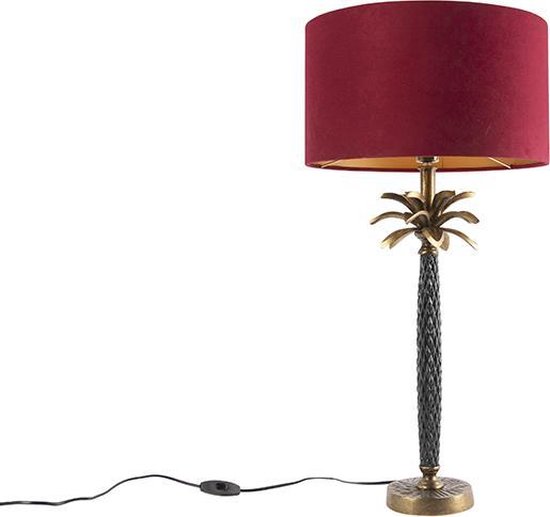 QAZQA areka - Art Deco Tafellamp met kap - 1 lichts - H 700 mm - Rood - Woonkamer | Slaapkamer