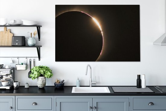 Eclipse avec un bord clair 120x80 cm - Tirage photo sur toile (Décoration murale salon / chambre)
