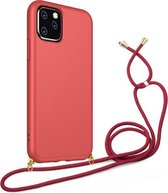 Hoesje Met Koord voor Apple iPhone 12 Mini - TPU Case - Siliconen Back Cover - Rood