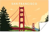 Poster San Francisco - Brug - USA - Golden Gate Bridge - Amerika - 30x20 cm