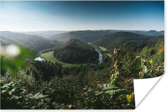 Foto: Poster een meanderende rivier in de belgische ardennen 30x20 cm