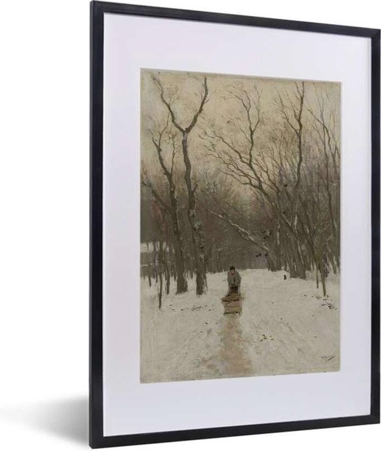 Fotolijst incl. Poster - Winter in de Scheveningse bosjes - Schilderij van Anton Mauve - 30x40 cm - Posterlijst