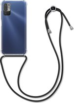 kwmobile telefoonhoesje compatibel met Xiaomi Redmi Note 10 5G - Hoesje met koord - Back cover in zwart / transparant