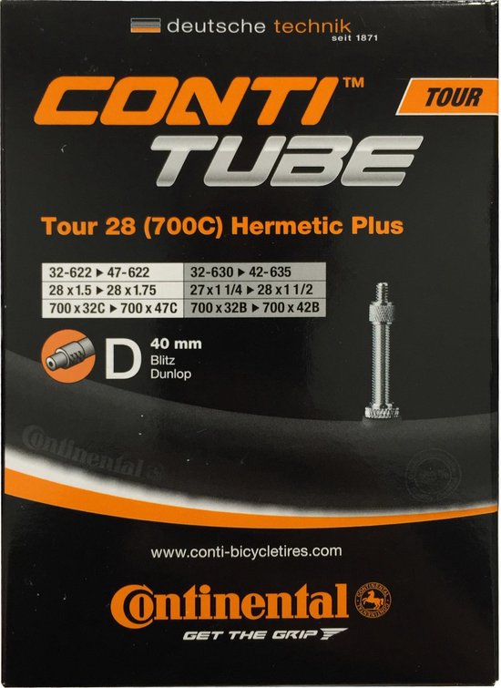 Continental Tour 28 Hermetic Plus - Binnenband Fiets - Hollands Ventiel - 40 mm - 28 x 1 1/4 - 1 3/8 - 1.75 - 2.00 van Continental — afbeelding 2
