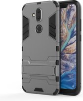 Shockproof PC + TPU Case voor Nokia 8.1 / X7, met houder (grijs)