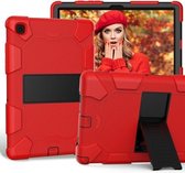 Voor Samsung Galaxy Tab A7 (2020) T500 / T505 Schokbestendige tweekleurige siliconen beschermhoes met houder (rood + zwart)