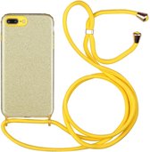 Glitterpoeder schokbestendig TPU beschermhoes met lanyard voor iPhone 8 Plus / 7 Plus (geel)