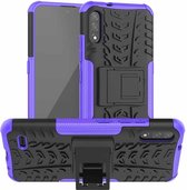 Voor LG K22 Tyre Texture Shockproof TPU + PC beschermhoes met houder (paars)