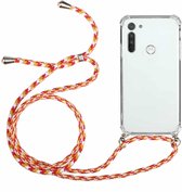 Voor Motorola Moto G8 Four-Corner Anti-Fall transparante TPU beschermhoes met lanyard (oranjegeel)