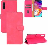 Voor Samsung Galaxy A70 Effen Kleur Huidgevoel Magnetische Gesp Horizontale Flip Kalfsstructuur PU Lederen Case met Houder & Kaartsleuven & Portemonnee (Rose Rood)