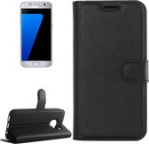 Voor Galaxy S7 / G930 Litchi Texture Horizontale Flip lederen tas met houder & kaartsleuven & portemonnee (zwart)