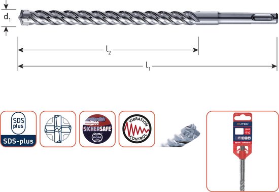 Rotec Hamerboor SDS plus Quattro-X  22,0x400/450