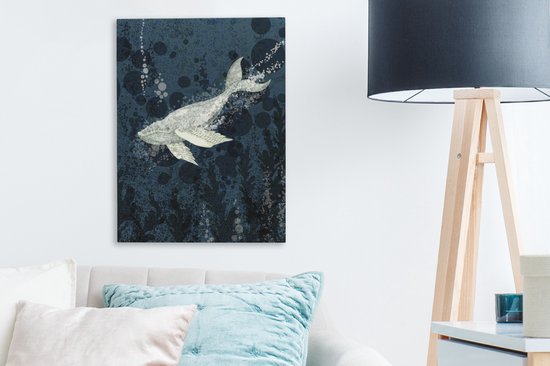 Illustration d'une baleine dans l'eau 30x40 cm - petit - Tirage photo sur toile (Décoration murale salon / chambre) / Peintures sur toile Animaux