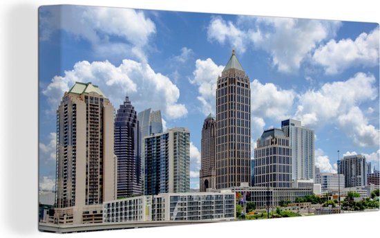 Canvas schilderij 160x80 cm - Wanddecoratie Skyline Atlanta, Verenigde Staten - Muurdecoratie woonkamer - Slaapkamer decoratie - Kamer accessoires - Schilderijen