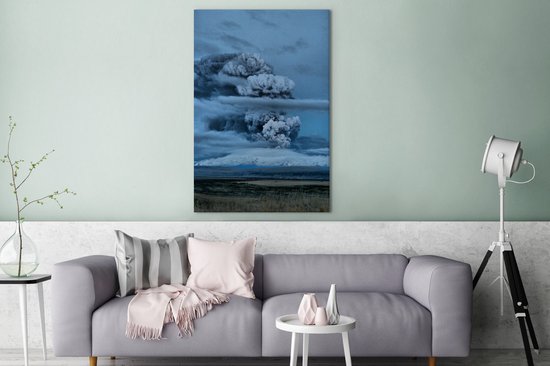 Smoking Eyjafjallajökull toile 2cm 120x180 cm - Tirage photo sur toile (Décoration murale salon / chambre) XXL / Groot format!